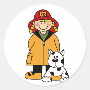 Flickabrandman med Dalmation Tshirts och gåvor Runt Klistermärke