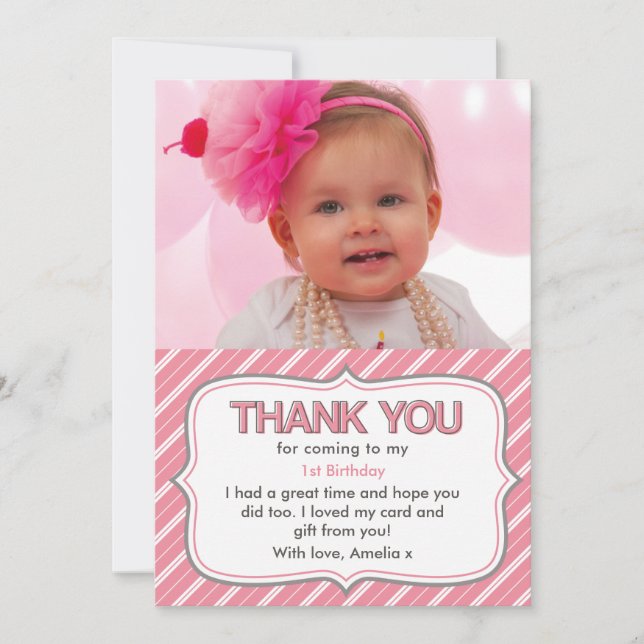 Flickafödelsedagen tackar dig att card inbjudningar (Framsida)