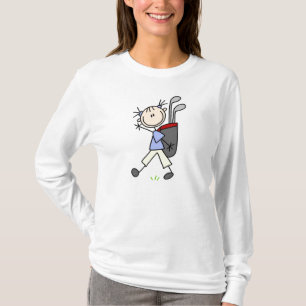 Flickagolfaren med hänger lös och klubbar tee shirt