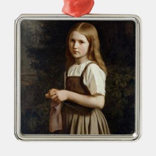Flickahandarbete, 1854 julgransprydnad metall