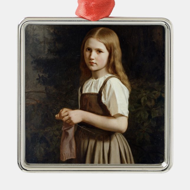 Flickahandarbete, 1854 julgransprydnad metall (Framsidan)