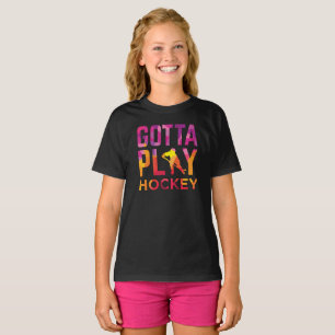 Flickahar som leker hockey t-shirt
