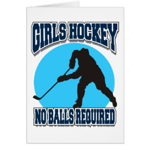 Flickahockey - inga krävda bollar hälsningskort