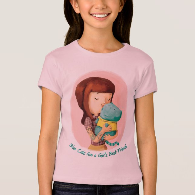 Flickakärlekkatter. Blåttkatter Tee Shirt (Framsida)
