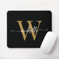 Flickaktig Elegant Svart Guld Monogram Namn Skrift