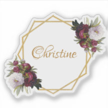 Flickaktig Guld Burgunder Peonier Namn Blommig Geo