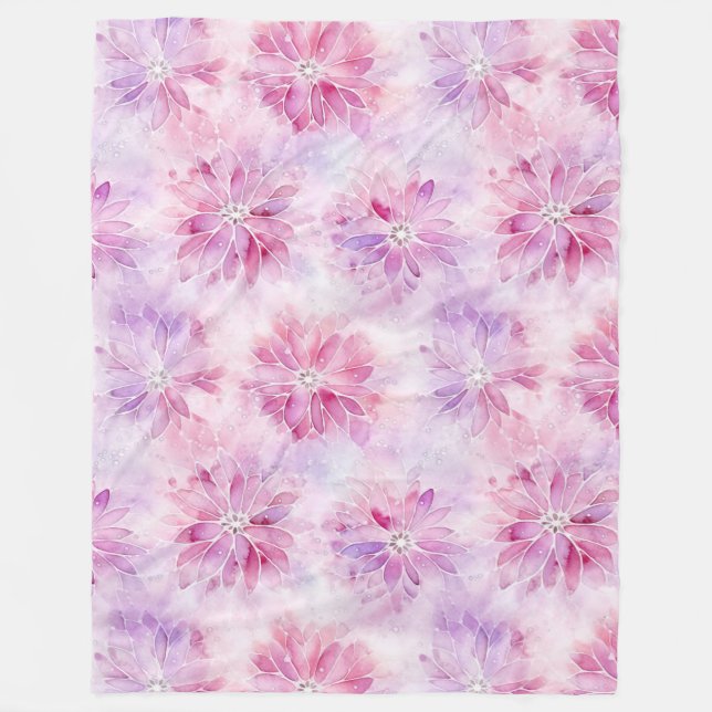 Flickaktig Rosa Chic Lavendel Blommig   Fleecefilt (Framsidan)