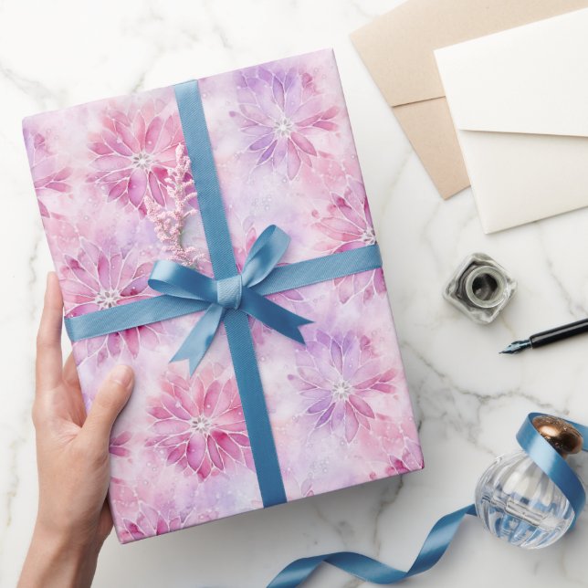 Flickaktig Rosa Chic Lavendel Blommig Födelsedag Presentpapper (Gifting)