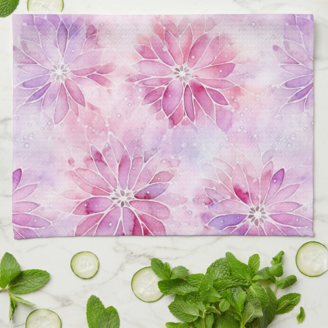 Flickaktig Rosa Chic Lavendel Blommig   Kökshandduk (Vikta)