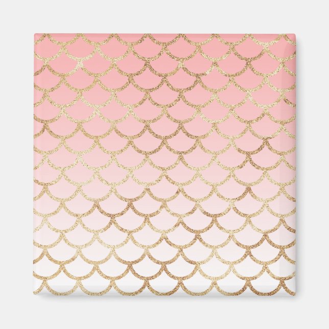 Flickaktig rosa och guld glitter glitter magnet (Framsidan)