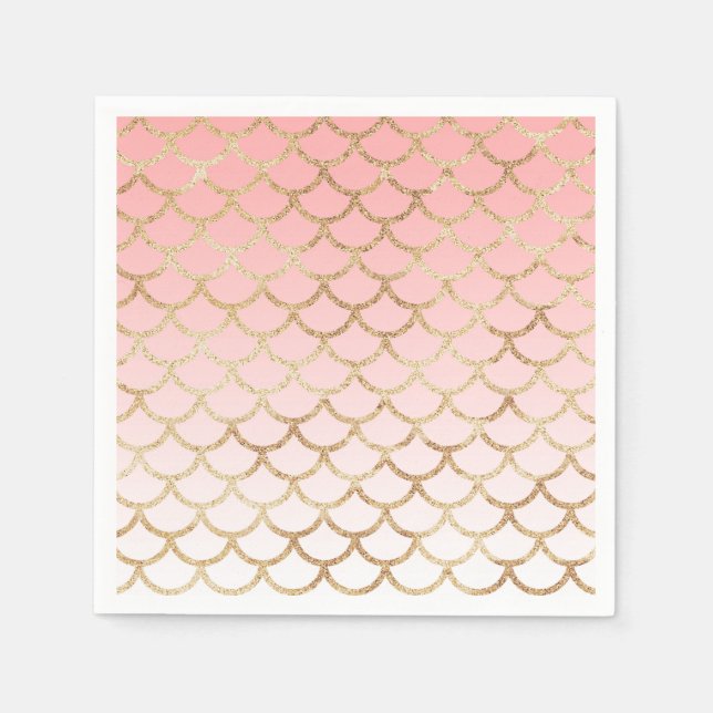 Flickaktig rosa och guld glitter glitter pappersservett (Framsidan)
