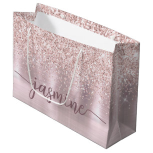 Flickaktig Roséguld Glitter Förnamn Skrift Monogra