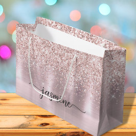 Flickaktig Roséguld Glitter Monogram Namnskrift