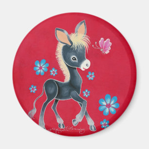Flickaktigt babyåsna med blommor magnet