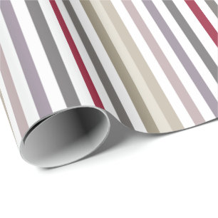 Flickaktigt beige och rött stort vågrätrandmön presentpapper