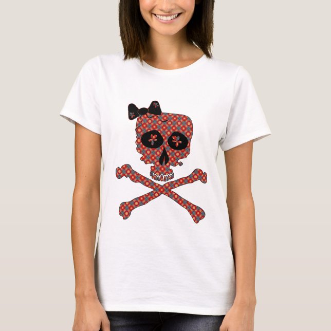 Flickaktigt blom- skalle t shirt (Framsida)
