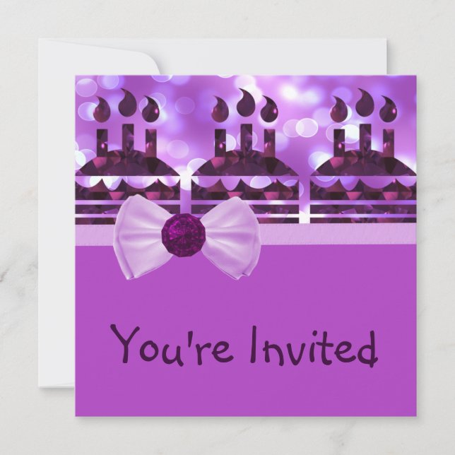 Flickaktigt Bokeh Birthday Cake Gemstone Inbjudningar (Framsida)