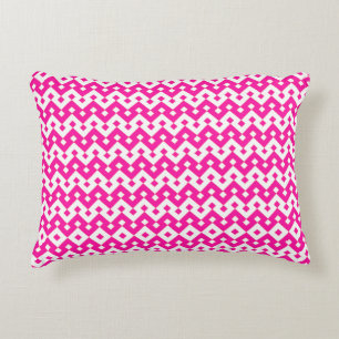 Flickaktigt Candy Rosa and White Accent Pillow, Cu Prydnadskudde