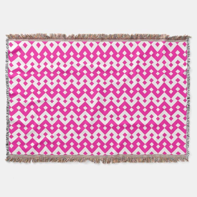 Flickaktigt Candy Rosa and White Chevrons Throw Bl Filt (Framsidan)