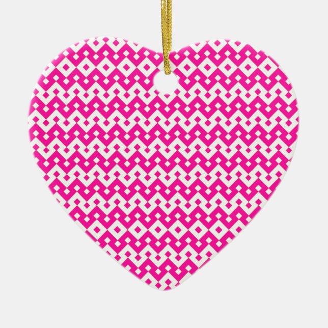 Flickaktigt Candy Rosa och White Heart Ornament (Framsidan)