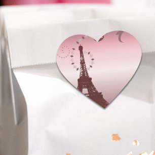 flickaktigt chic retro modeparis eiffel torn hjärtformat klistermärke