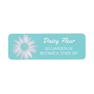 Flickaktigt daisy för blommor för vattenfärg f returadress etikett