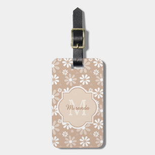 Flickaktigt daisyblommor och namn för Monogram Bagagebricka
