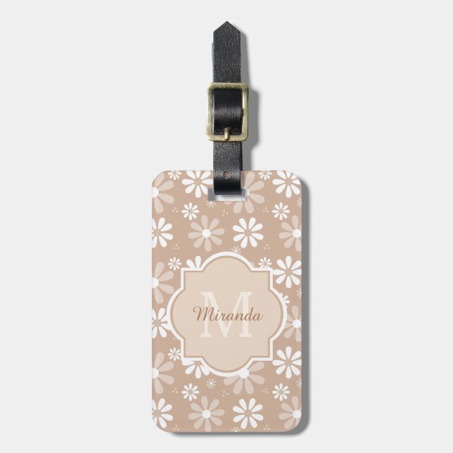 Flickaktigt daisyblommor och namn för Monogram Bagagebricka (Vertikal Framsida)