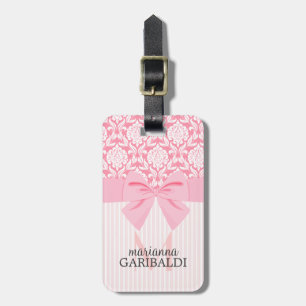 Flickaktigt elegant rosa damastast bagagebricka
