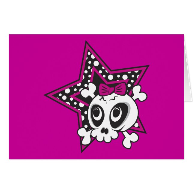 Flickaktigt Emo Skull Hälsningskort (Framsidan Horizontal)