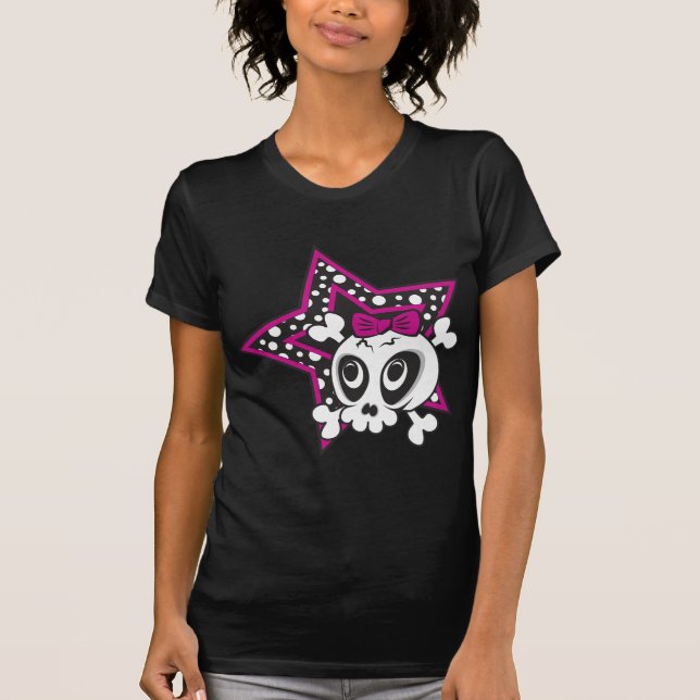 Flickaktigt Emo Skull T-shirt (Framsida)