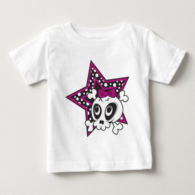 Flickaktigt Emo Skull T-shirt (Framsida)