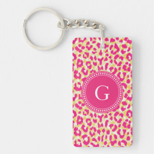 Flickaktigt färgrik rosa cheetahtryckmonogram