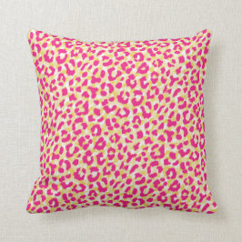 Flickaktigt färgrik rosa cheetahtryckmonogram kudde