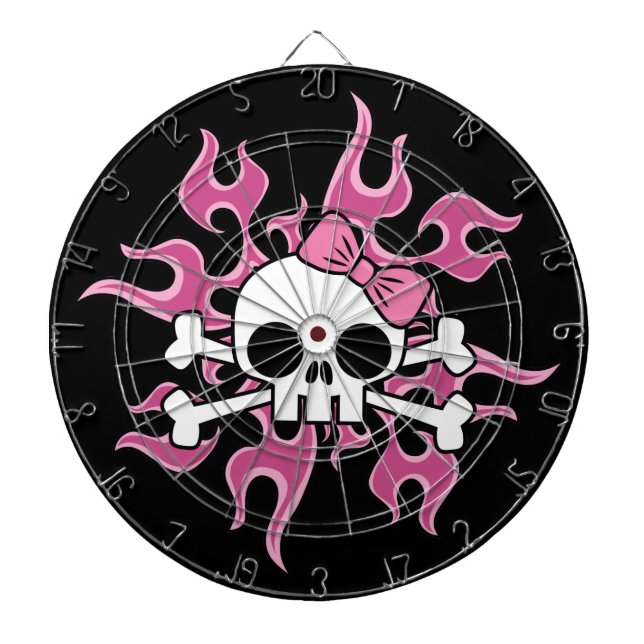 Flickaktigt Flaming Skull Piltavla (Framsidan)