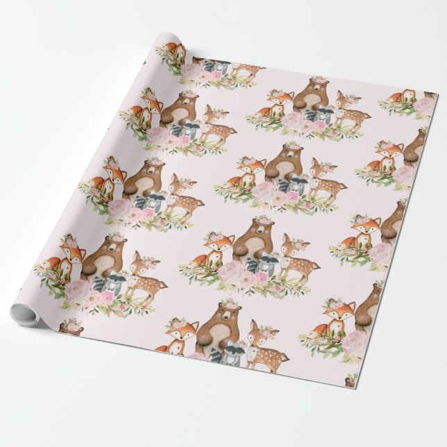 Flickaktigt födelsedag för baby shower för presentpapper (Utrullad)