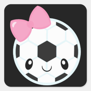 Flickaktigt fotbollbollEmoji klistermärkear Fyrkantigt Klistermärke