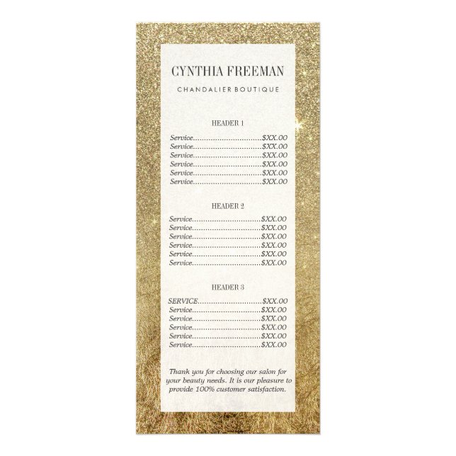 Flickaktigt glamoröst guld omkullkastar, och reklamkort (Framsidan)