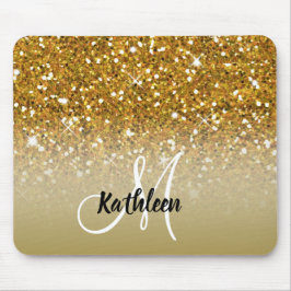 Flickaktigt guld- glitter Sparkles Monogramnamn Musmatta