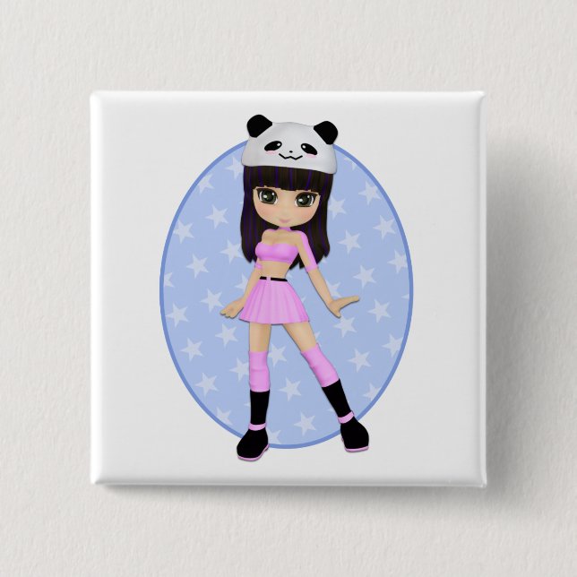 Flickaktigt kvadrerar det flickaDebbie partyet Knapp (Framsida)