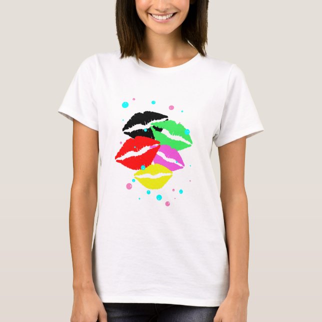 Flickaktigt kyssar t-shirt (Framsida)