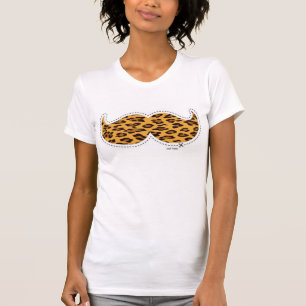 flickaktigt leopardmustasch t-shirt