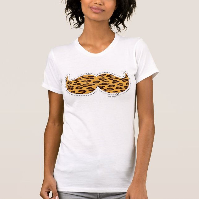 flickaktigt leopardmustasch t-shirt (Framsida)