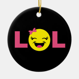 Flickaktigt LOL Emoji Julgransprydnad Keramik
