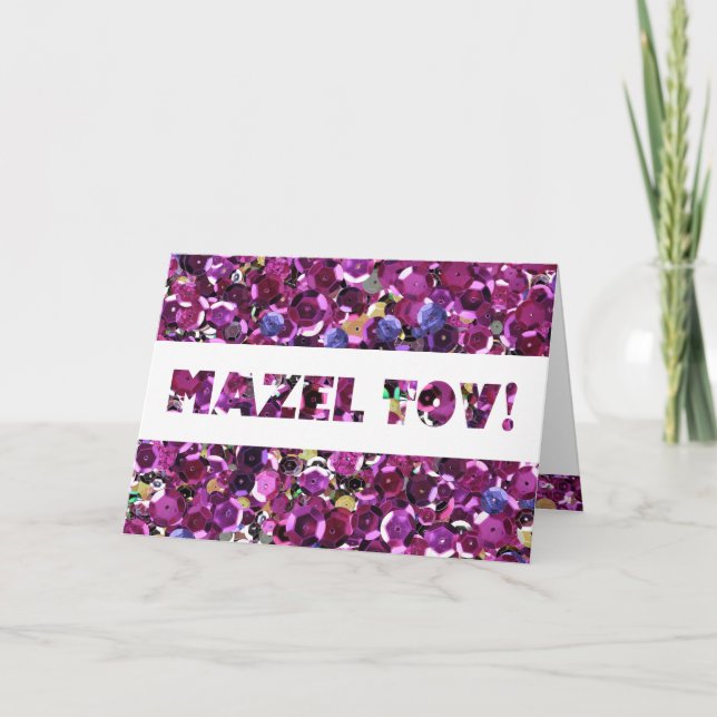 Flickaktigt magentafärgade rosa FauxSequins Kort (Framsida)