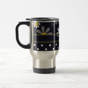 Flickaktigt moddaisy och polka dots med namn resemugg