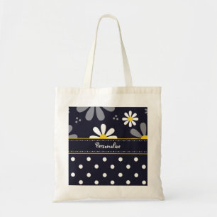 Flickaktigt moddaisy och polka dots med namn tygkasse