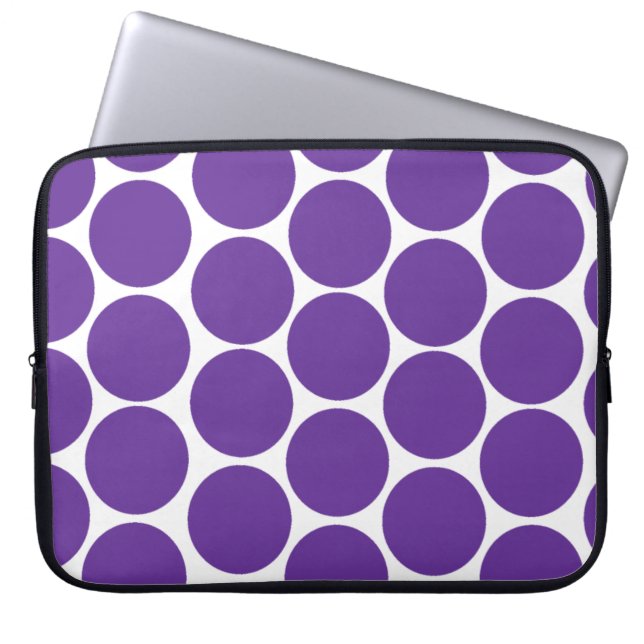 FLICKAKTIGT MODERN PURPURFÄRGAD POLKA DOTS LAPTOP SLEEVE (Framsidan)