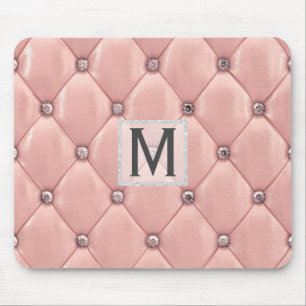 Flickaktigt Monogrammed rosa guld- Faux Musmatta