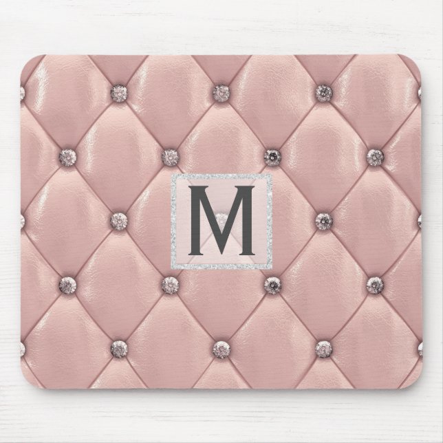 Flickaktigt Monogrammed rosa guld- Faux Musmatta (Framsidan)